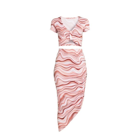 NO BOUNDARIES Juniors Asymmetrical Skirt Set - Dusty Rose - Picture 5 of 5